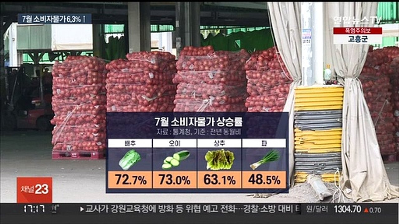 물가 외환위기 이후 최고…두 달 연속 6%대