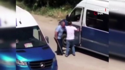 Şoförlerin silahlı, sopalı kavgası kamerada