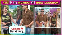 Payal Rohatgi & Sangram Back To Mumbai After Wedding, Distribute Sweets To Paps