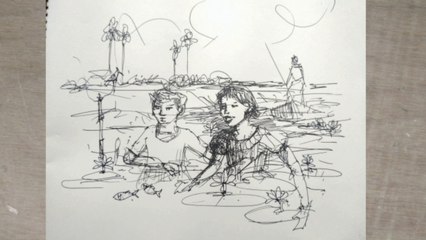 How to draw Rainy day scenery /Pen drawing scenery