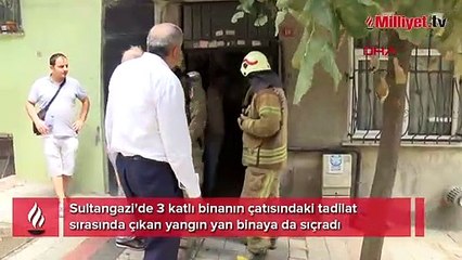 Sultangazi'de çatı yangını
