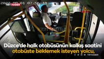 Direksiyon başındaki halk otobüsü şoförüne yumruk attı