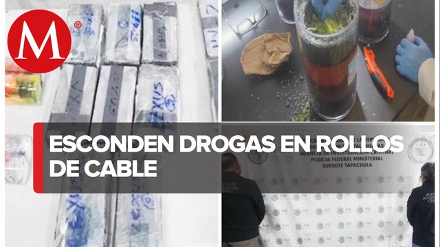 Aseguran 16 paquetes de cocaína ocultos en rollos de cable en Chiapas