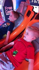 Boys Reaction to VR Roller Coaster Machine