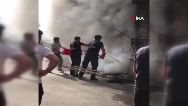 Şarj sırasında alev alan engelli motosikletine ilk müdahaleyi sağlık çalışanları yaptı