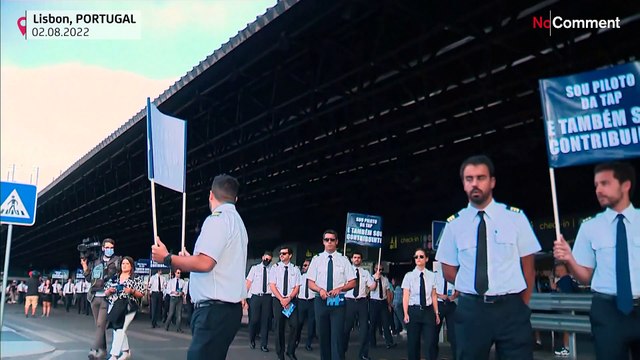 شاهد: العاملون بالخطوط الجوية البرتغالية يطالبون بتحسين أوضاعهم