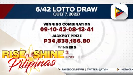Dalawang mananaya, naghati sa higit P34-M jackpot prize sa Lotto 6/42