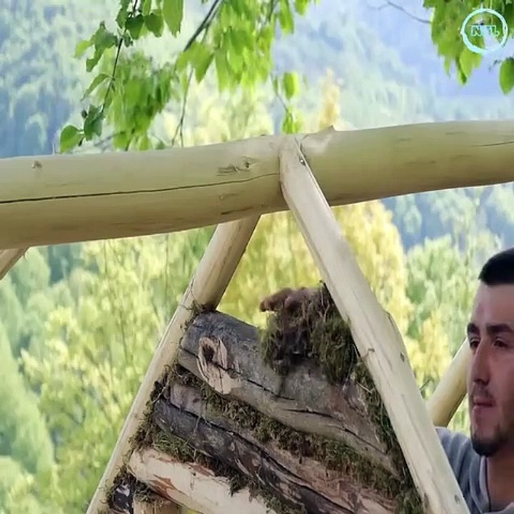 Building complete survival house by hand tool for my family relax during summer vacation