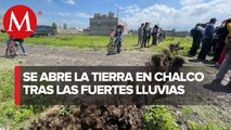 Lluvias abren mega grieta en Chalco y provocan desgajamiento de cerro en Valle de Chalco