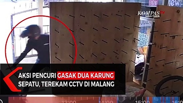 Aksi Pencurian Toko Sepatu Siang Hari Terekam CCTV di Malang