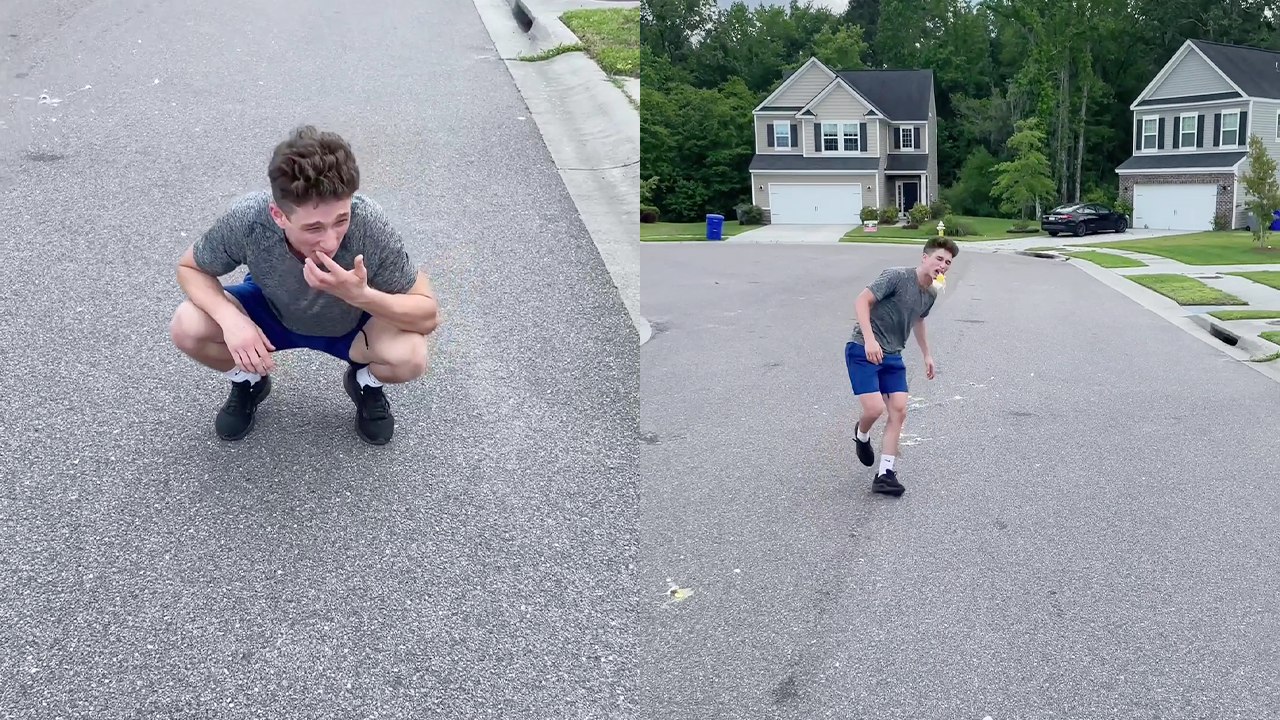 'Boy accidentally catches egg in his mouth instead of marshmallow during fun challenge  '