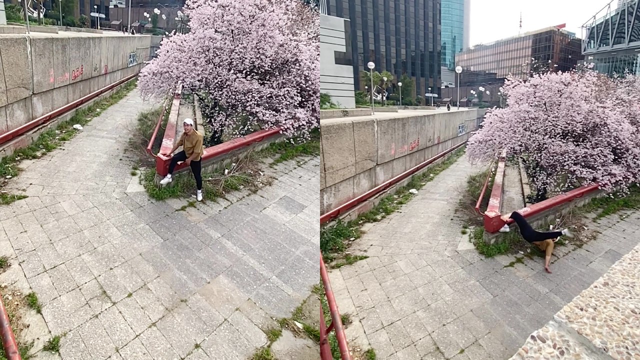 'Young man spectacularly fails while parkouring in Madrid'