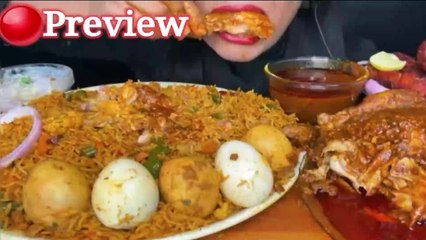 MUKBANG- eating whole chicken with rice, chili, and egg PART-1 ❤