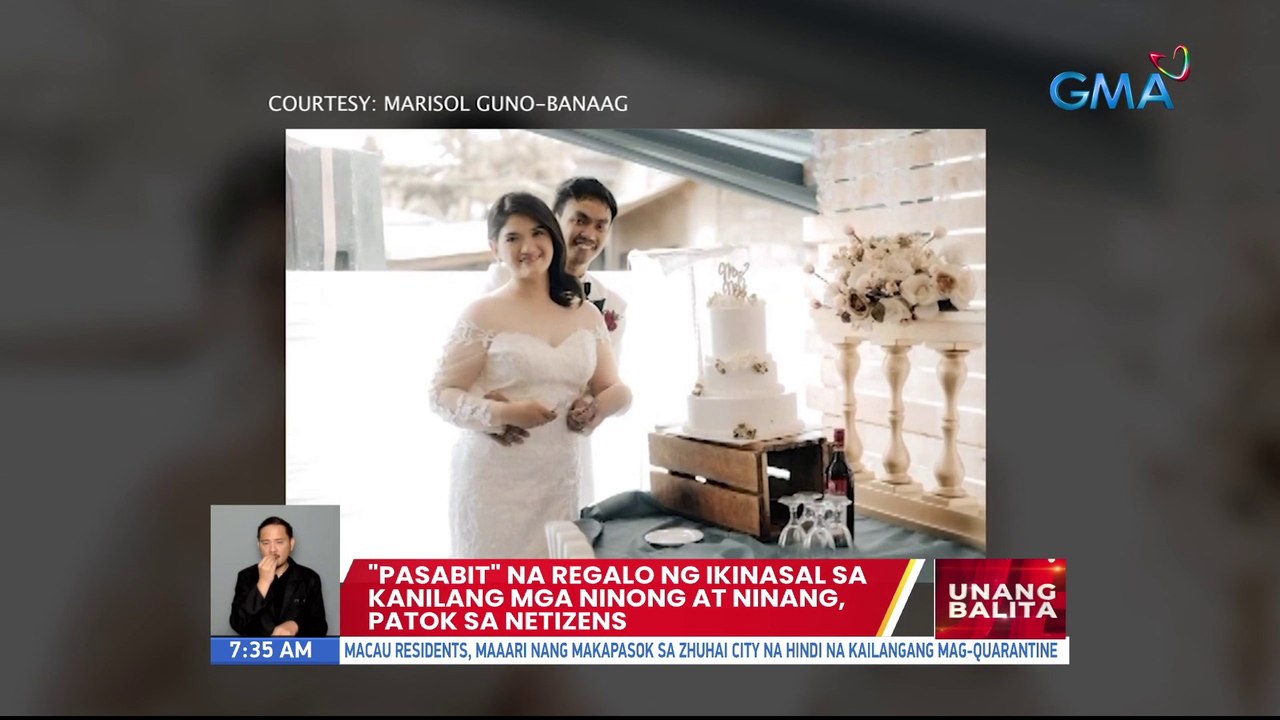 "Pasabit" na reagalo ng ikinasal sa kanilang mga ninong at ninang, patok sa netizens | UB