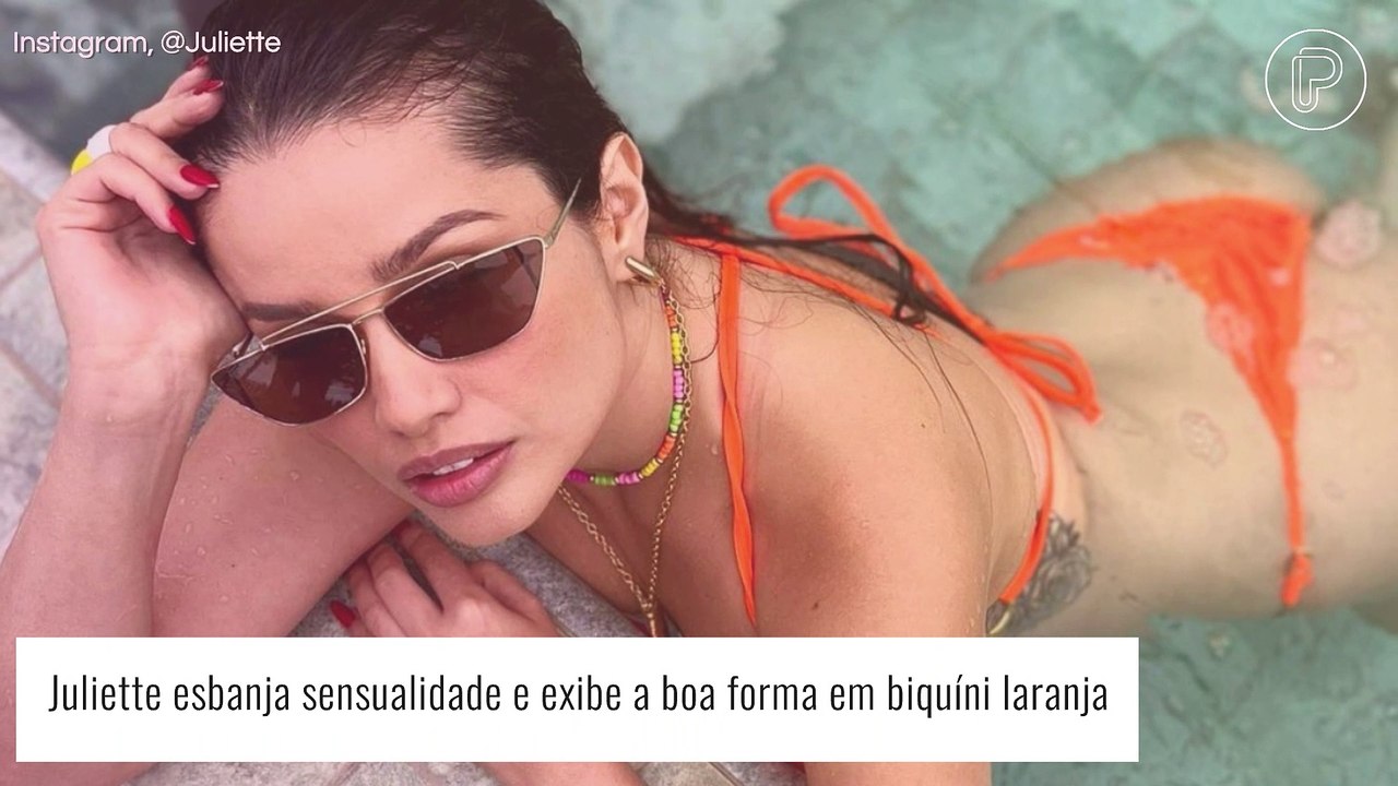 Juliette rouba a cena com biquíni fio-dental laranja e leva web à loucura: 'Sexy'