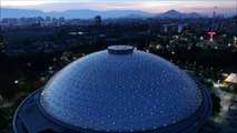 Movistar Arena aerial view during sunset in Santiago Chile