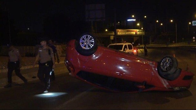 Alkollü sürücü takla attığı otomobilden burnu bile kanamadan çıktı