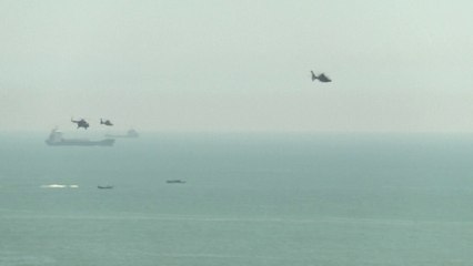Des hélicoptères militaires chinois survolent l'île de Pingtan, près du détroit de Taïwan