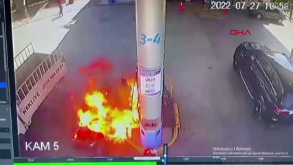 ATV sürücüsünün bir anlık dalgınlığı akaryakıt istasyonunda facia yaşattı