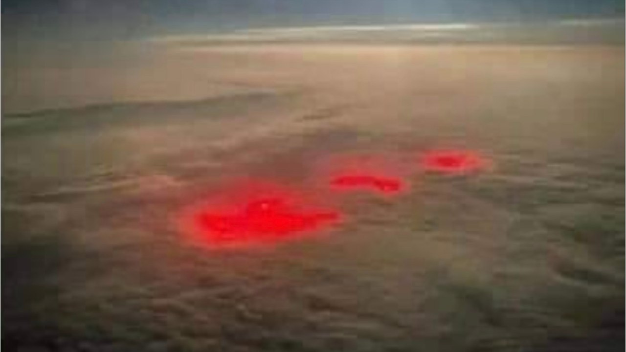 Strange red glow over the Atlantic Ocean