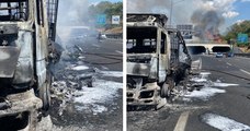 Roma - In fiamme autocarro su Grande Raccordo Anulare (04.08.22)