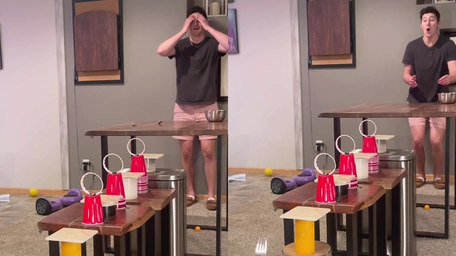 'Triple Ring Poker Chip trick shot: Novel way to roll poker chip into fork'
