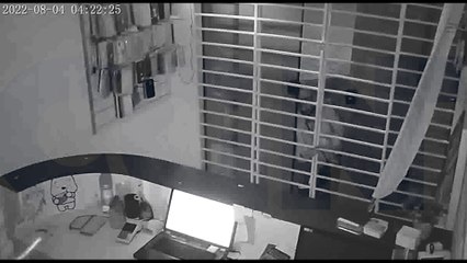 Durante arrombamento, ladrão se assusta após dono de empresa falar pelo sistema de monitoramento; veja