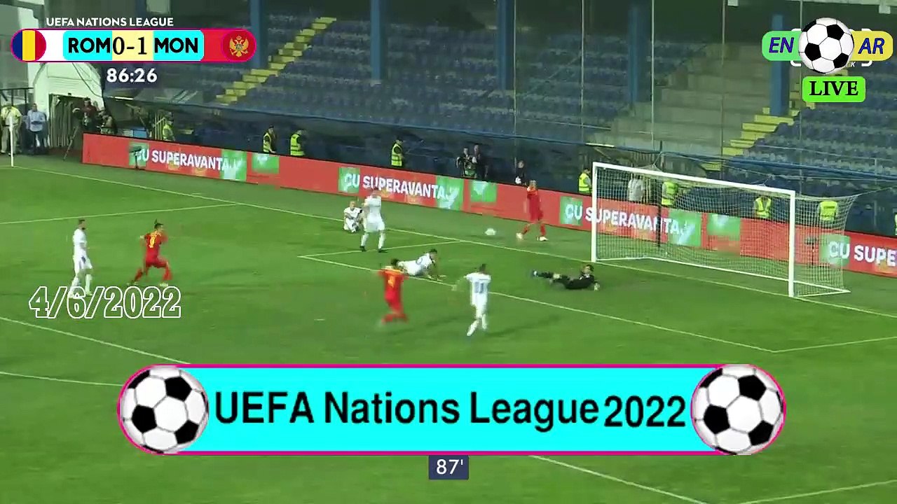 Montenegro 2-0 Romania /  رومانيا0-2الجبل الأسود -  UEFA Nations League2022