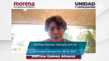 Delfina Gómez Álvarez expresa su alegría tras los resultados de encuestas de Morena