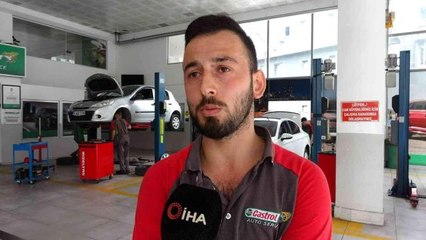 Oto servisinde kedi kurtarma seferberliği