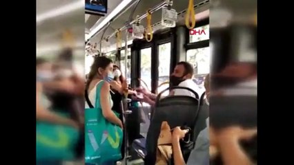 Otobüste maskesini burnunun altına takan yolcuya tepki