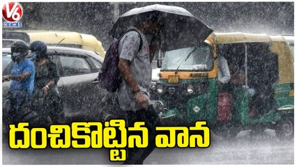 Heavy Rains Lash Warangal _ Flood Water Logged On Roads _ V6 News (2)