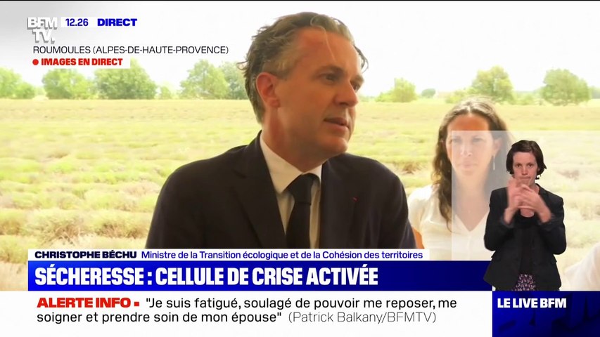 Christophe Béchu, ministre de la Transition écologique: "Plus d'une  centaine de communes en France n'ont plus d'eau potable aujourd'hui" -  Vidéo Dailymotion