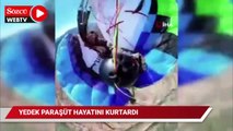 Paraşütünün ipleri dolandı, yedek paraşütü hayatını kurtardı