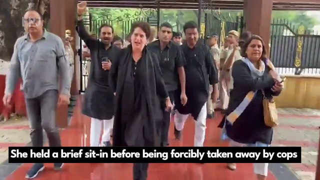 Police Detain Congre Leader, Priyanka Gandhi Vadra From Outside AICC HQ In Delhi
