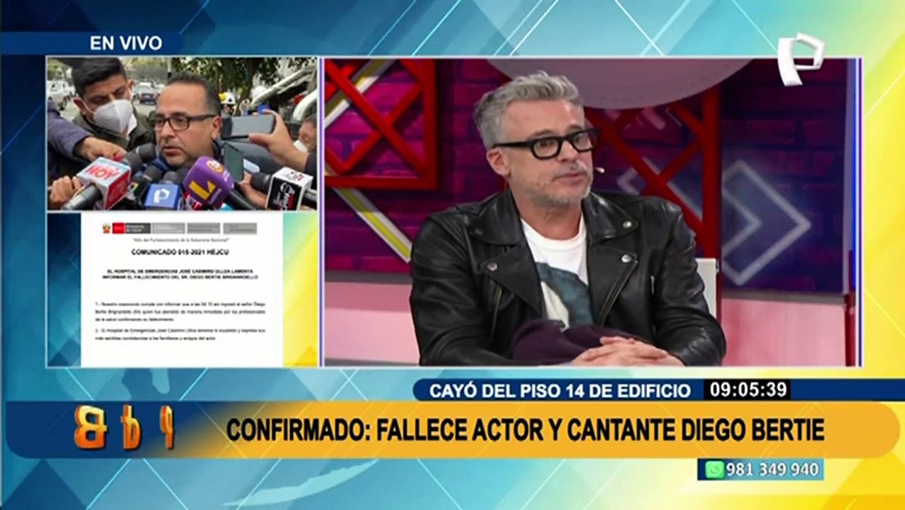 Fallece actor Diego Bertie tras sufrir caída del piso 14 de edificio