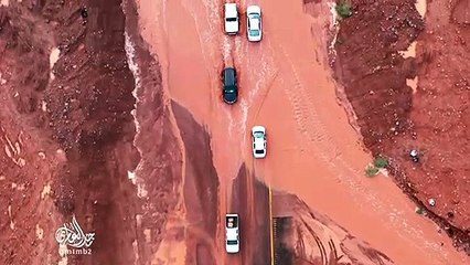 صور جوية لأمطار وسيول تبوك