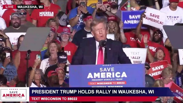 President Trump holds rally in Waukesha, Wisconsin August 05 2022