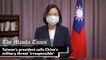 Taiwan's president calls China's military threat 'irresponsible'