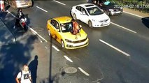 Sarıyer’de tartışma sonrası taksi üstünde yolculuk