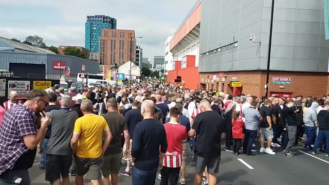 Fans file through Bramall Lane to see Sheffield United take on Millwall F.C.
