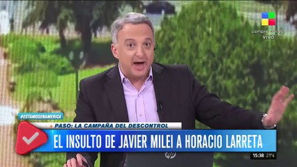 América transmitiendo las imágenes del escrache a Ginés González García en un restaurante