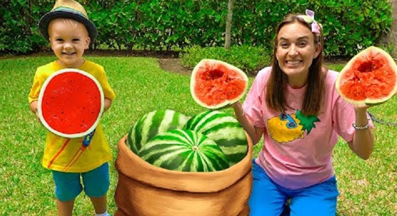 Chris and mom learn how to harvest fruits and vegetables and feeding the animals at the farm