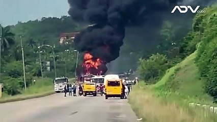 Accidente en camión cisterna en Cuba
