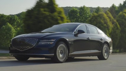 Genesis Electrified G80 in Matira Blue Driving Video