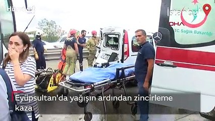 Eyüpsultan'da yağışın ardından zincirleme kaza