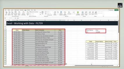 Advanced Options of Filter Tool