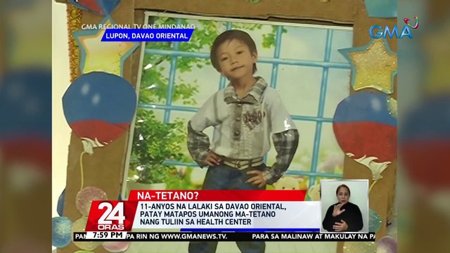 11-anyos na lalaki sa Davao Oriental, patay matapos umanong ma-tetano nang tuliin sa health center | 24 Oras