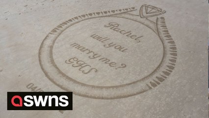 UK man proposes to girlfriend by carving giant picture of engagement ring on beach