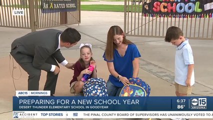 Kids ready for the first day of school in Goodyear